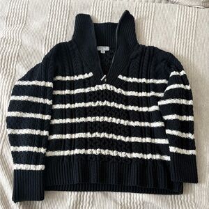Target La Linge Pull Over Striped Quarter Zip Cable Knit Sweater Women’s 1X